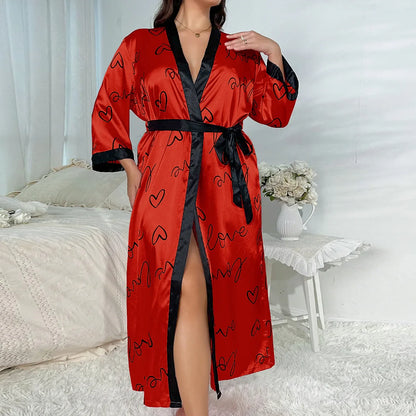 Plus Size Satin Bathrobe