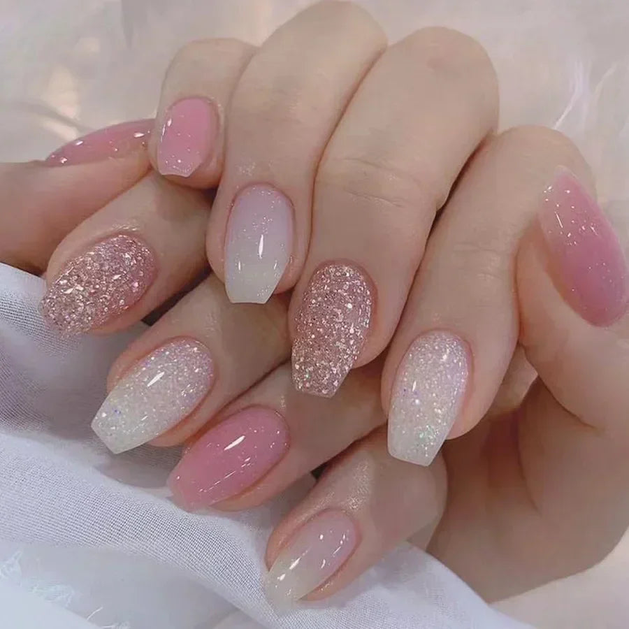 Short Square Press Nails Gradient