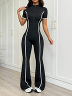 Sporty High-Waist Flare Jumpsuit
