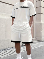 Striped Letter Sports Shorts Set