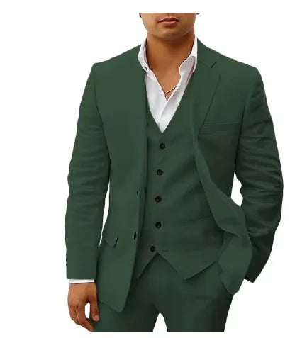 Linen Three-Piece Beach Wedding Tuxedo
