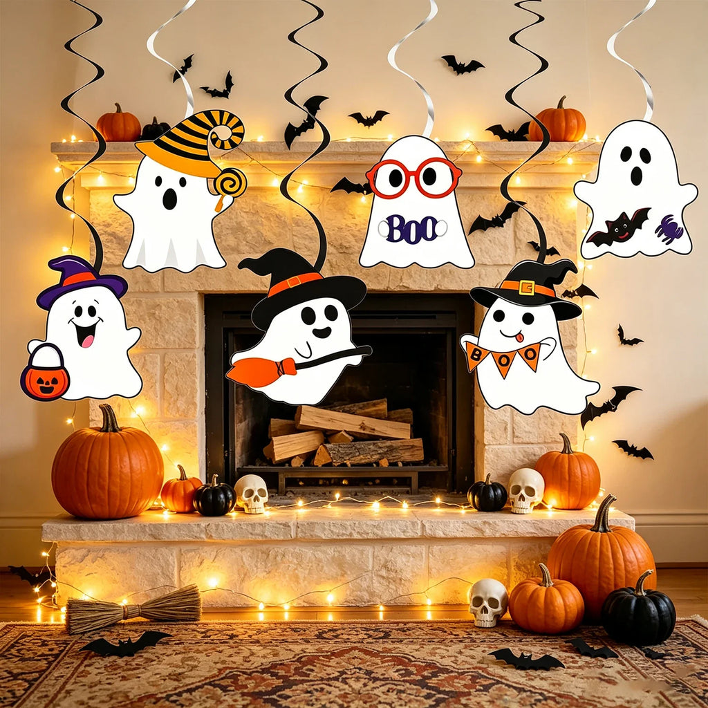 Ghost Hanging Swirl Decorations