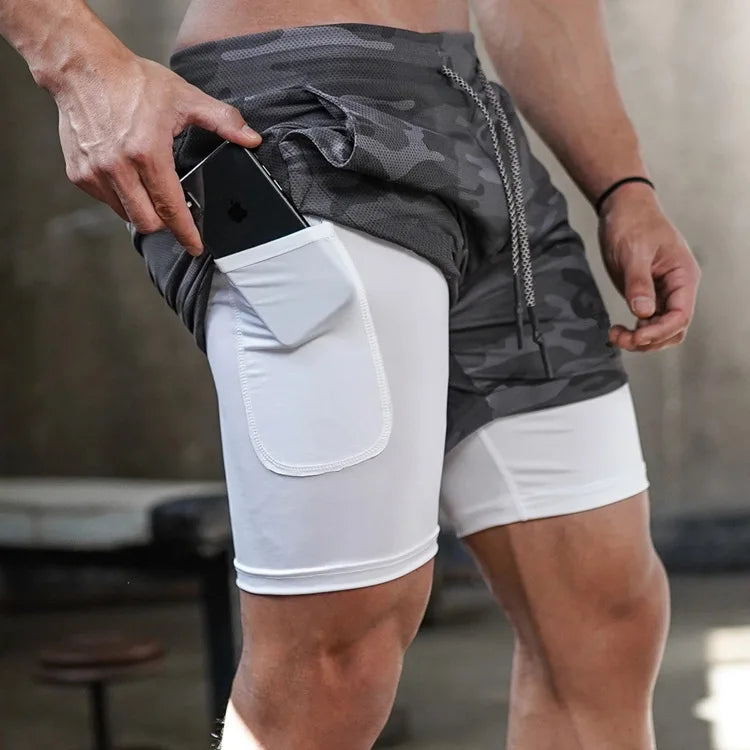 2-in-1 Camo Running Shorts