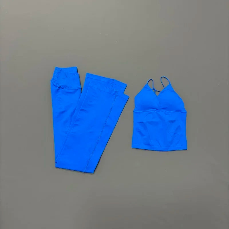 Nylon Solid Sleeveless True-To-Size Fit Two-Piece Yoga Set