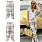 Guobioziy Mesh Bow Straight-Leg Pants