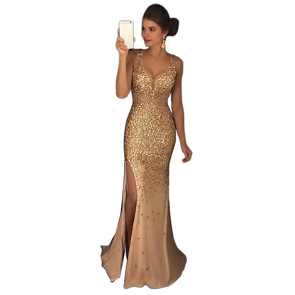 Sequin Mesh Evening Party Dress