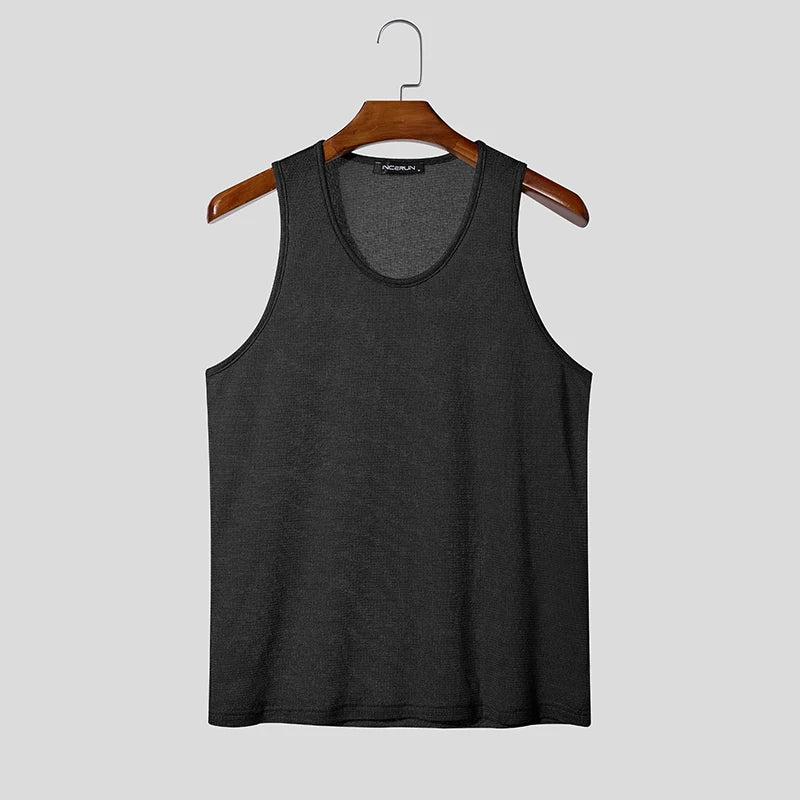 INCERUN Solid Streetwear Tank Top