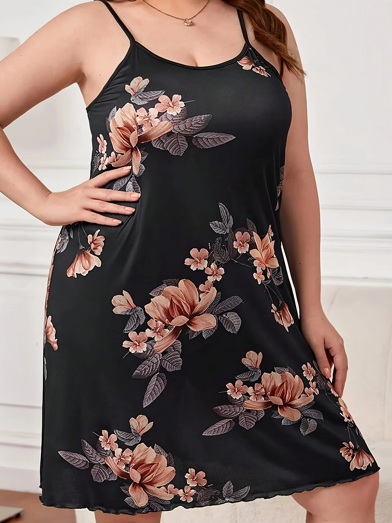 Floral Silk Sling Nightdress