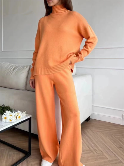 Knitted Turtleneck Tracksuit Set