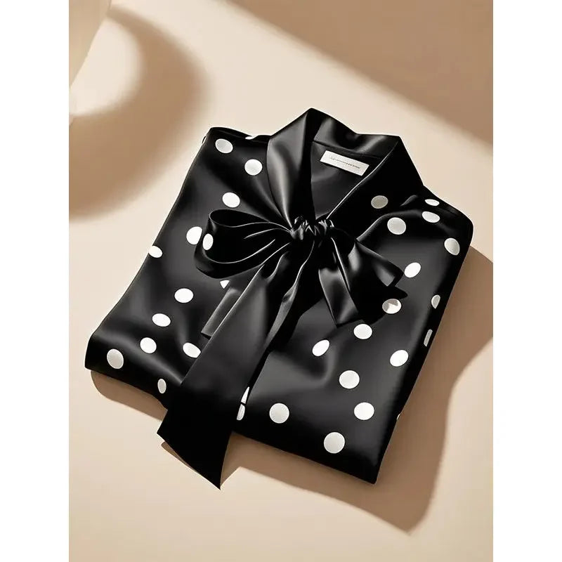 Elegant Satin Polka Blouse