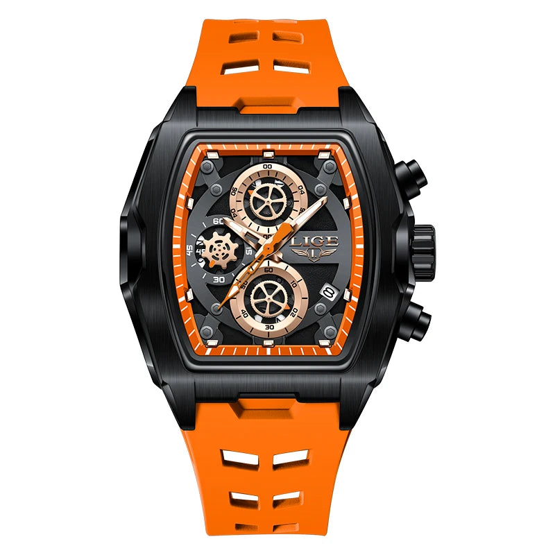 LIGE Square Chronograph Silicone Watch