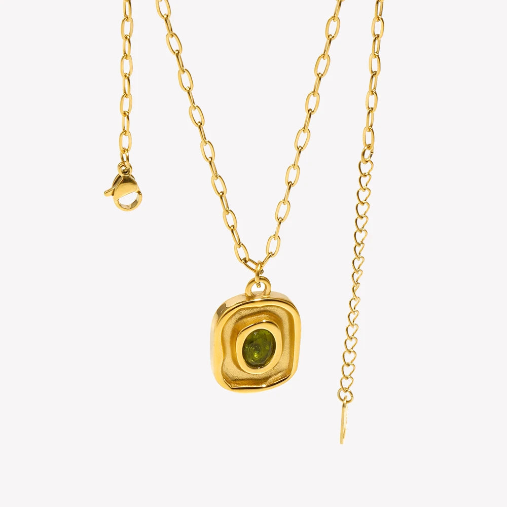 Square Zircon Pendant Necklace
