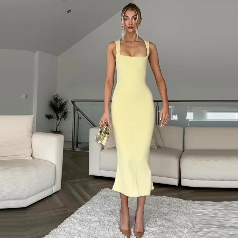 Ruffled Backless Slip Dress