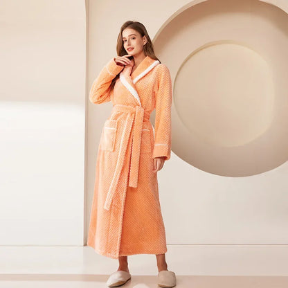 Autumn Winter Warm Coral Velvet Bathrobe