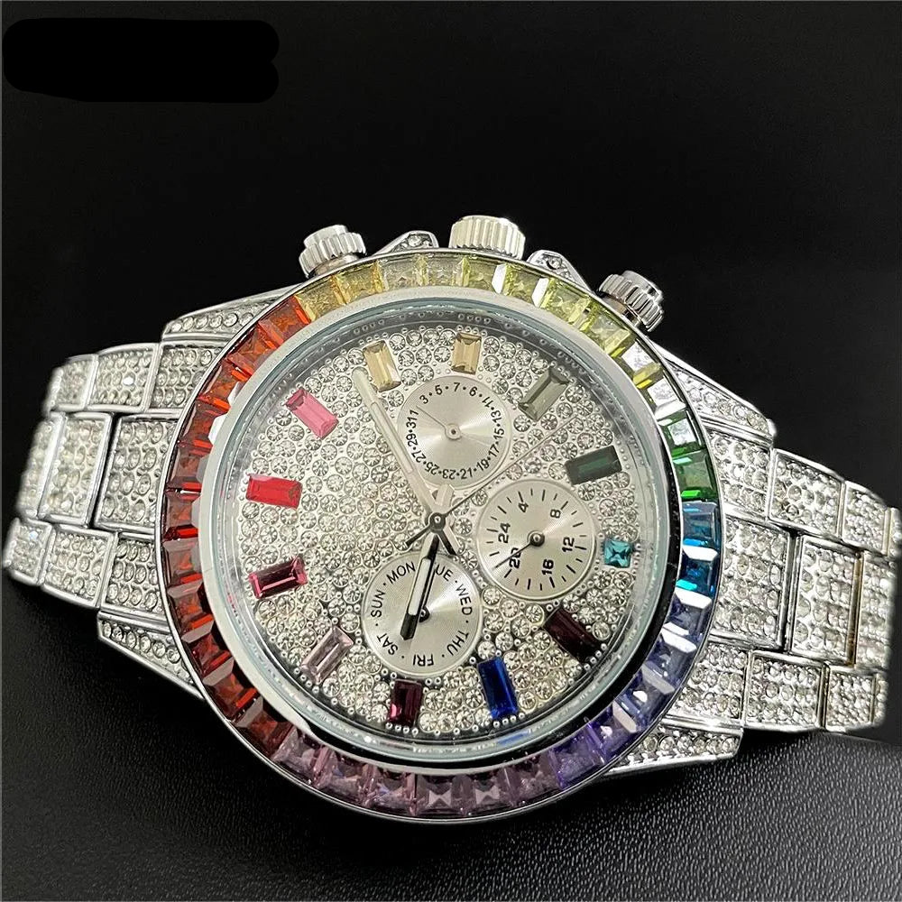 DITALING Rainbow Diamond Quartz Watch