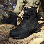 Orange Leather Motorcycle Combat Boots