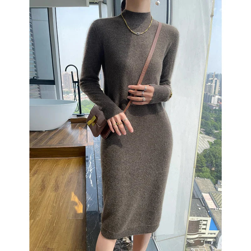 Pure Wool Knit Sweater Dress