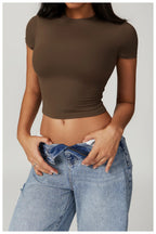 Nylon Short Sleeve True-To-Size Fit Crop Top