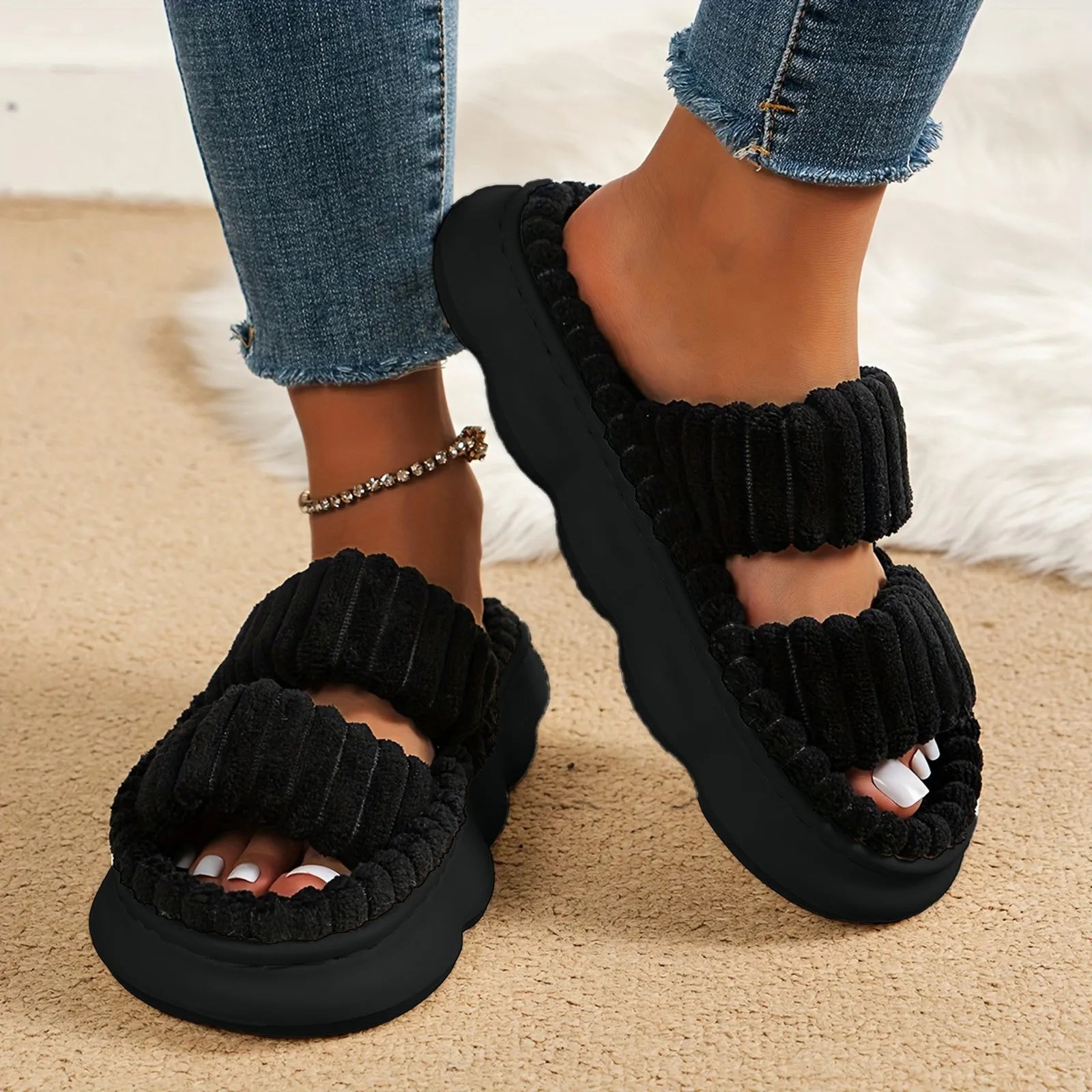 Women Corduroy Home Slippers