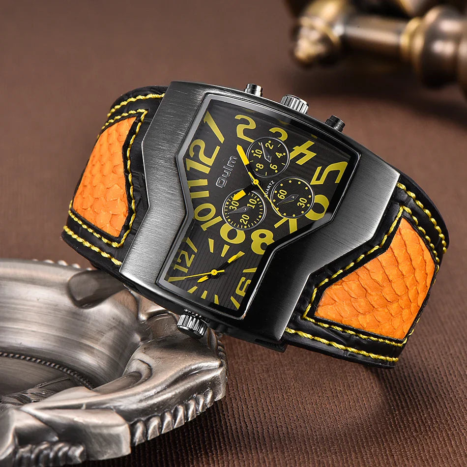 Oulm 1220 Men’s Two Time Zone Big Size Quartz Sport Watch