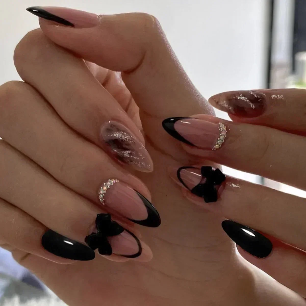 French Tip Orchid Press Nails