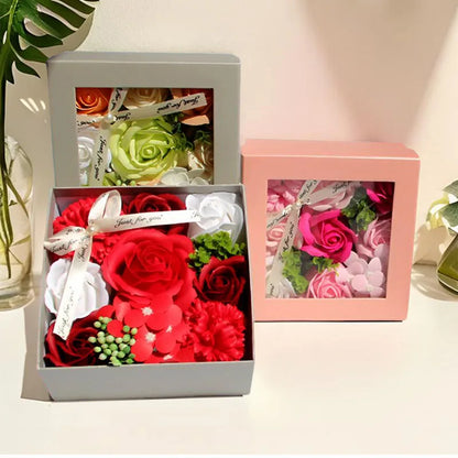 Square Soap Rose Flower Gift Box