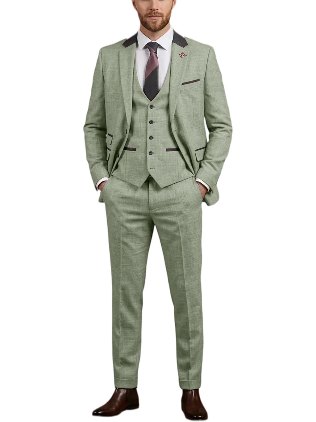 Linen Three-Piece Notch-Lapel Suit