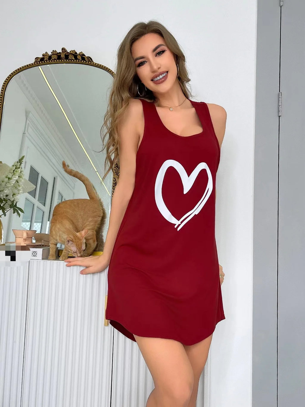 Love Print Vest Nightdress