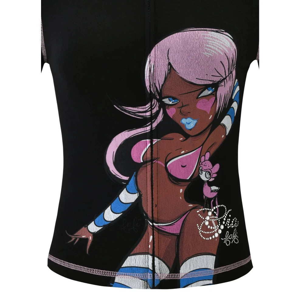 Blended Graphic Print Zip Front Two-Piece Yoga Set