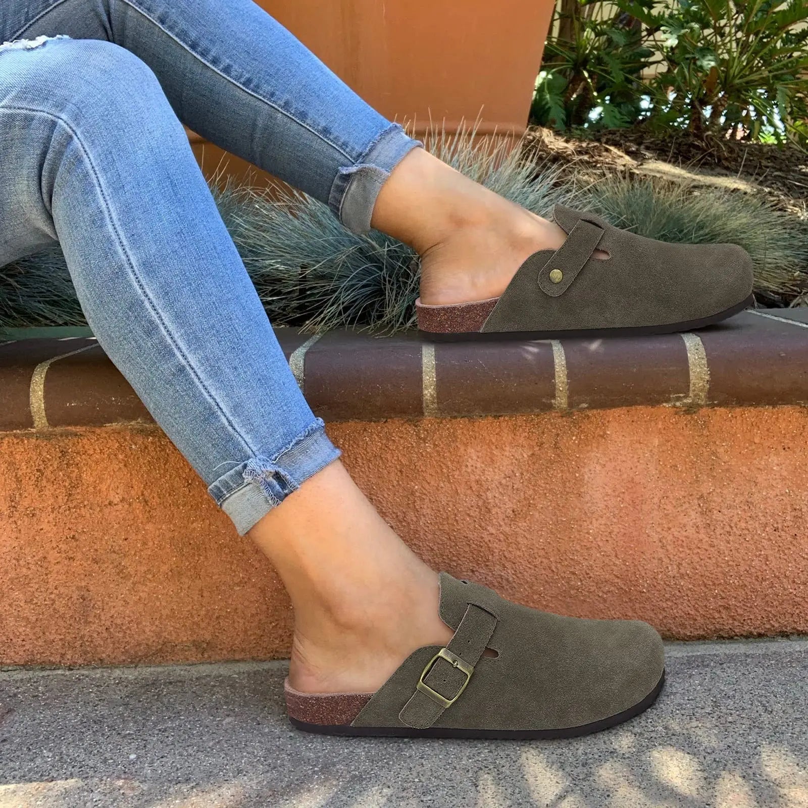 Suede Cork Clogs