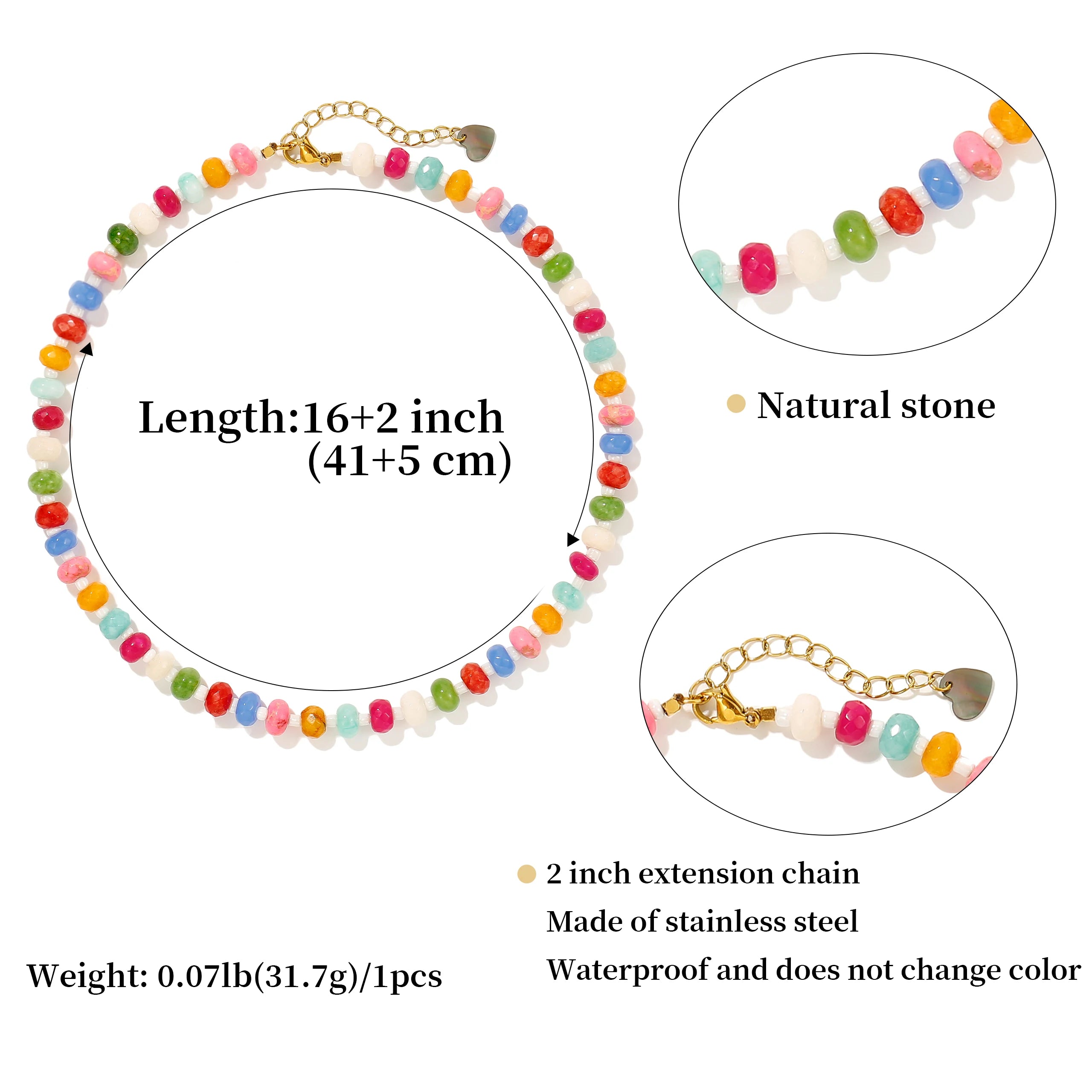 Rainbow Gemstone Choker Necklace