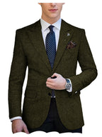 Herringbone Tweed Single-Breasted Blazer
