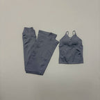Nylon Solid Sleeveless True-To-Size Fit Two-Piece Yoga Set
