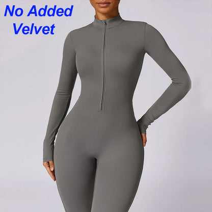 Long Sleeve Fleece Workout Jumpsuit