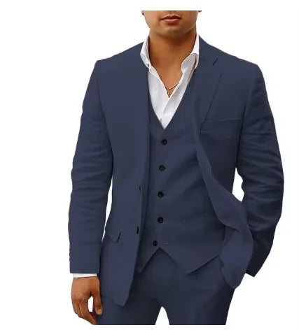 Linen Three-Piece Beach Wedding Tuxedo