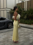 Butter Yellow Satin Dress
