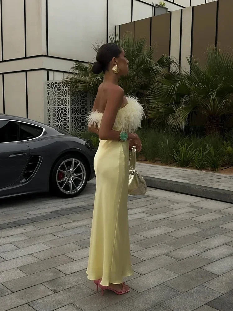 Butter Yellow Satin Dress