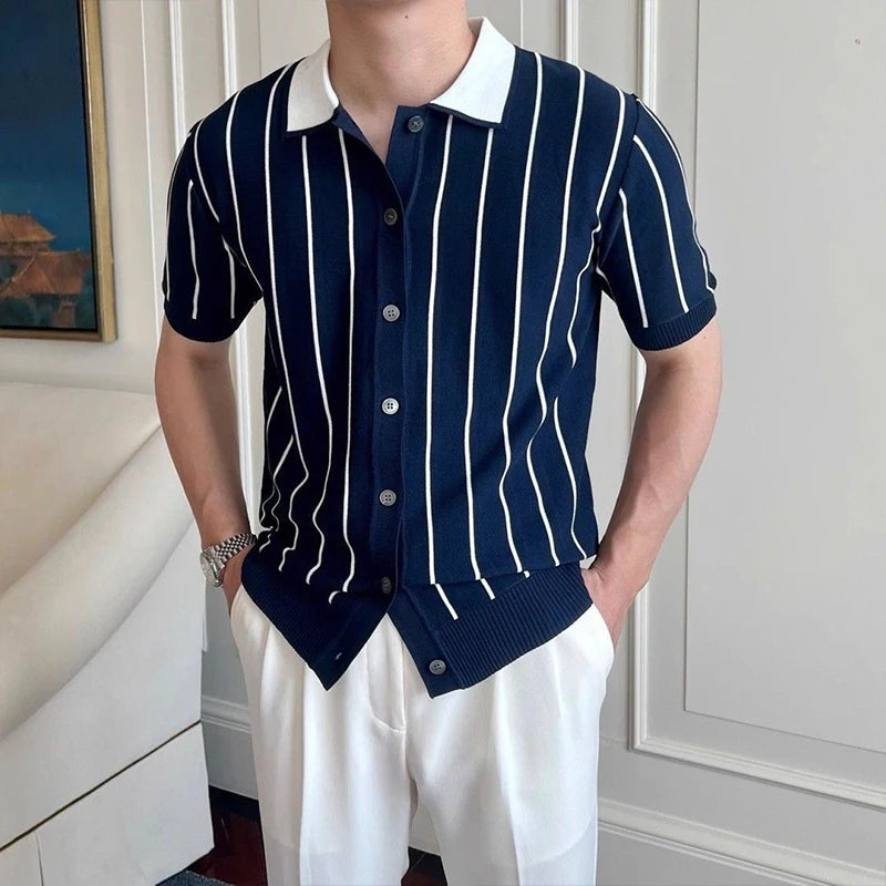 Striped Contrast Polo Shirt