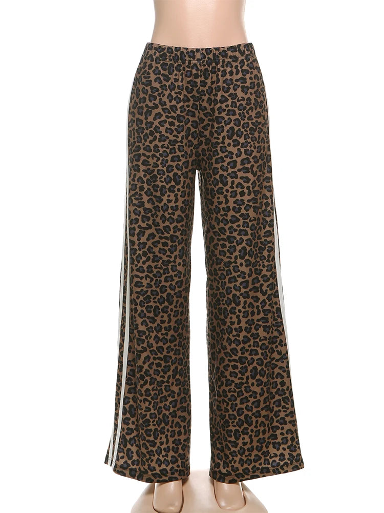 High Waist Leopard Patch Pants