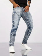 Two-Tone Distressed Patchwork Jeans