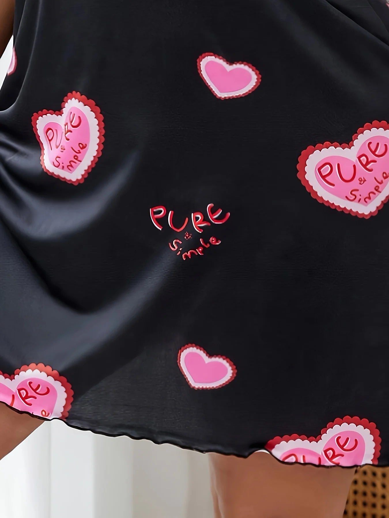 Love Print Milk Silk Nightdress