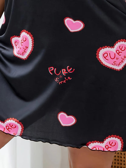 Love Print Milk Silk Nightdress