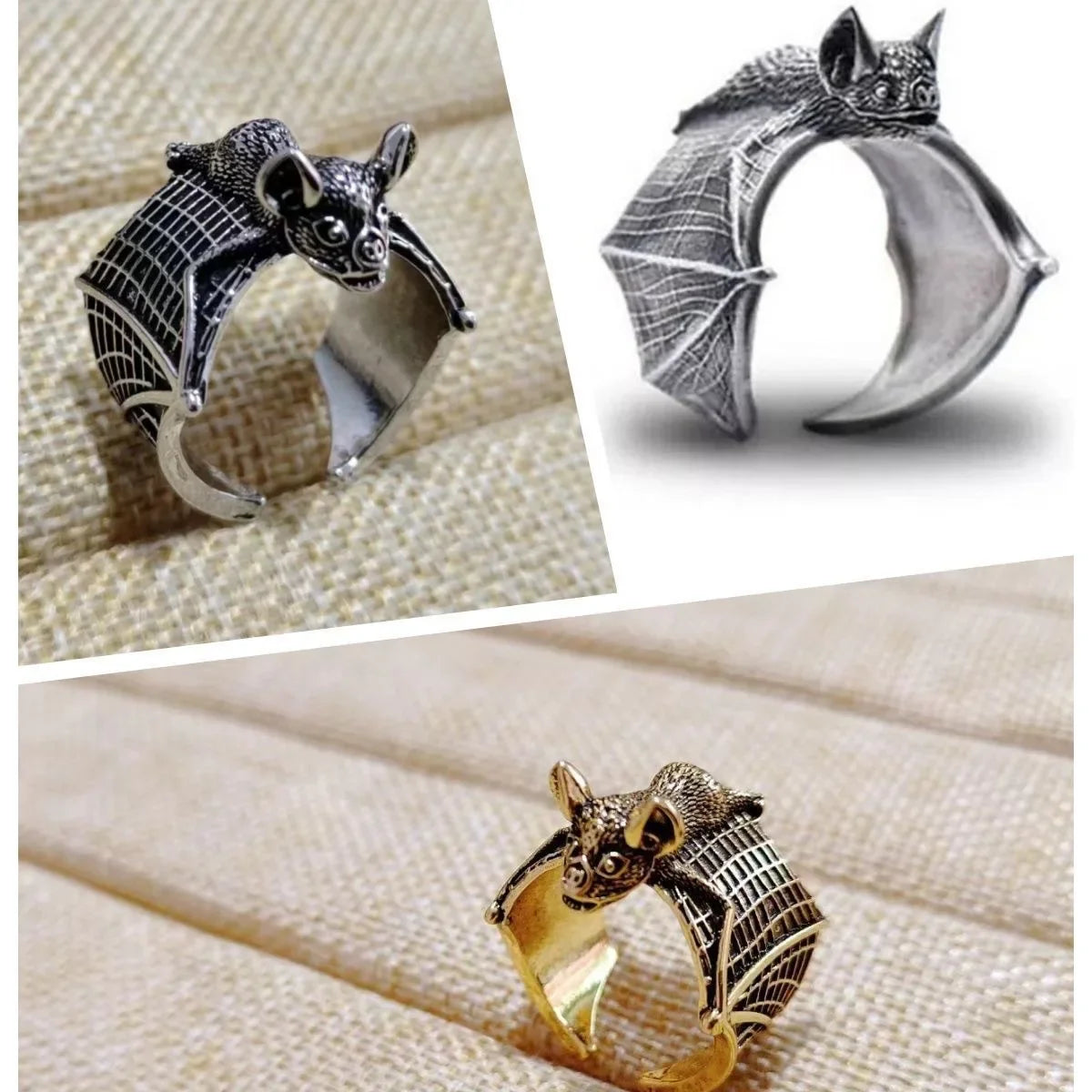Adjustable Winged Bat Ring