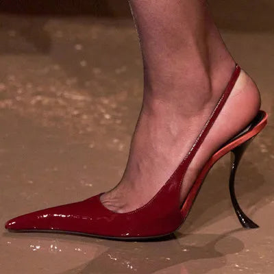 Patent Leather Pointed-Toe Sandals