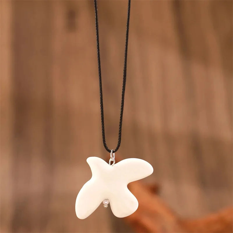 Ceramic Dove Hoop Necklace