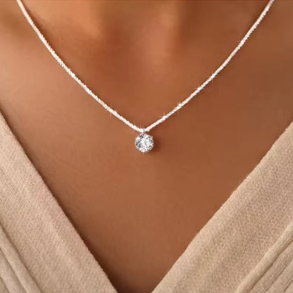 Crown Moissanite Silver Necklace