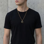 SMALING Black Square Necklace