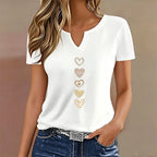 Heart Print V-Neck Tee