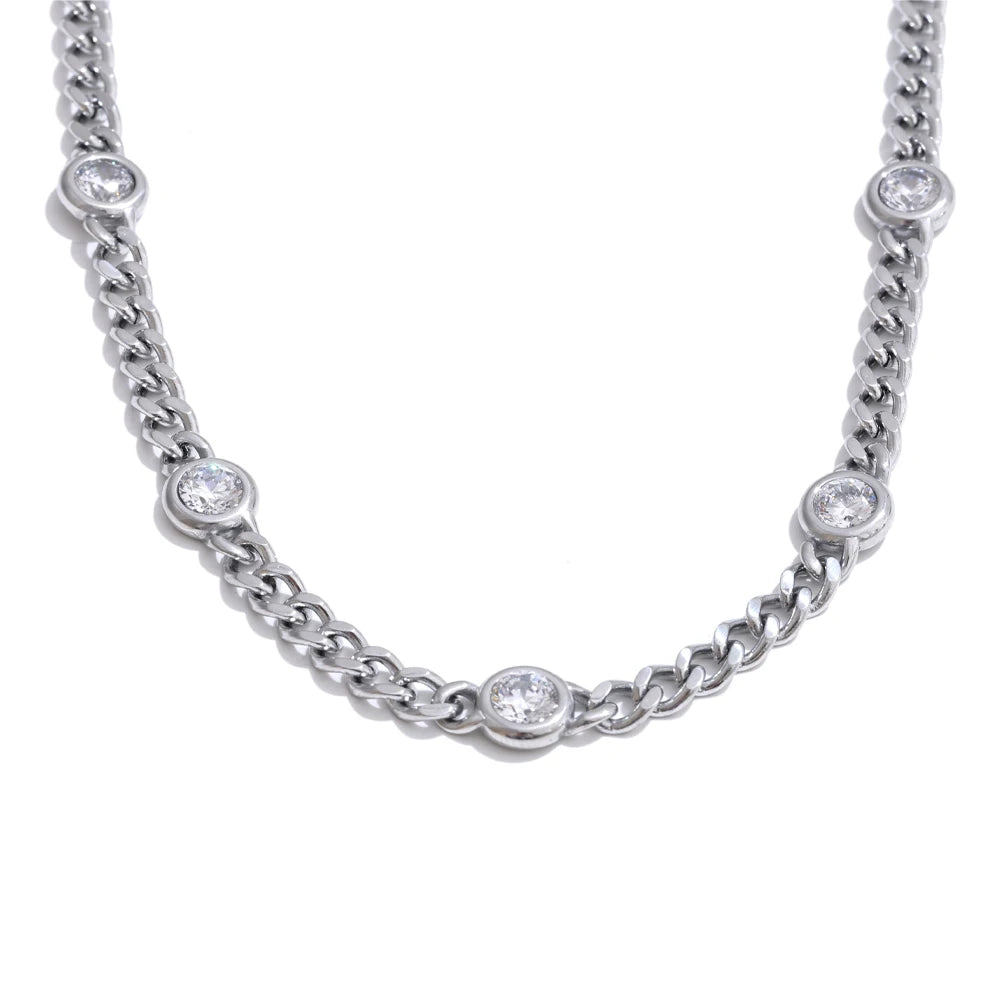 Gold Zircon Chain Necklace