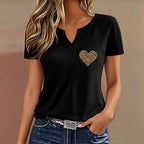 Love Print V-Neck T-Shirt